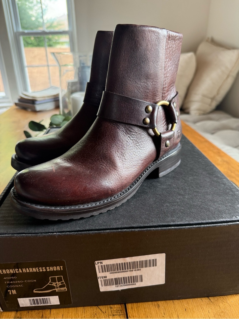 Frye Women’s Veronica Harness Short Boot in Cognac Brown NIB